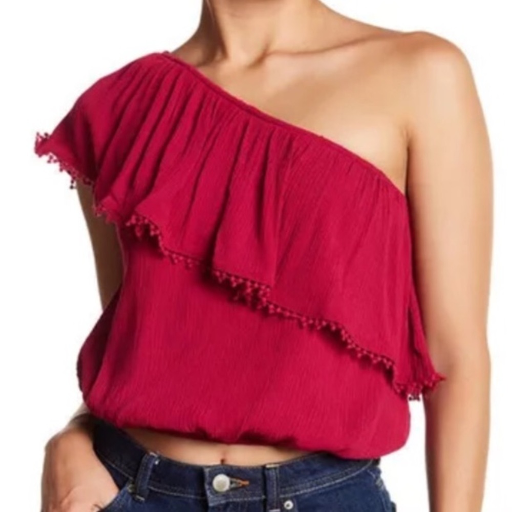Ten Sixty Sherman Persian red one shoulder top